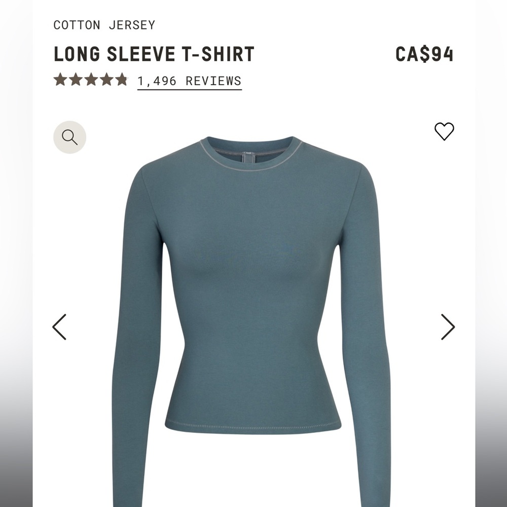 NWT SKIMS Cotton Jersey Long Sleeve Tee Kyanite